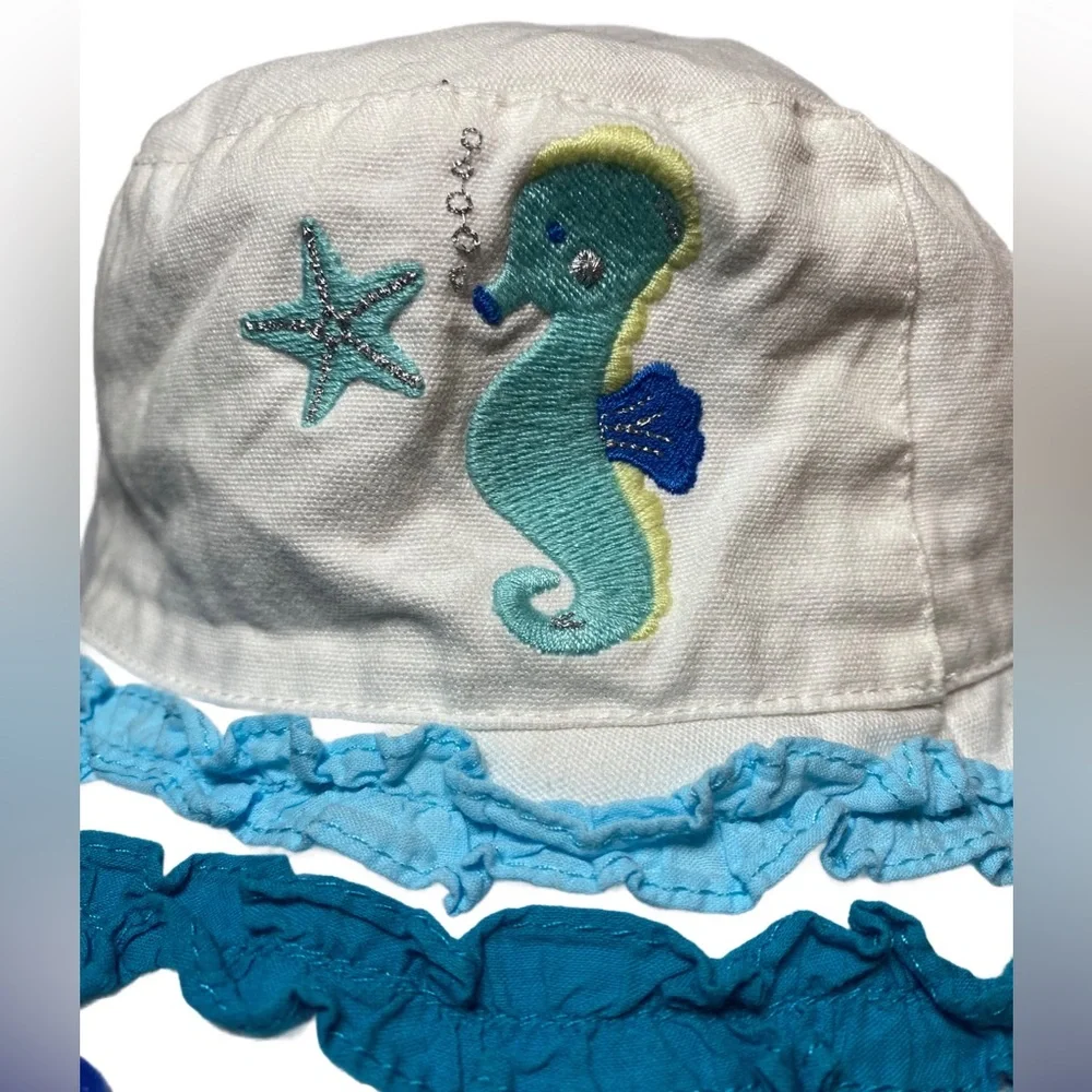 NWOT Gymboree Seahorse White Bucket Hat 4/5 Toddler